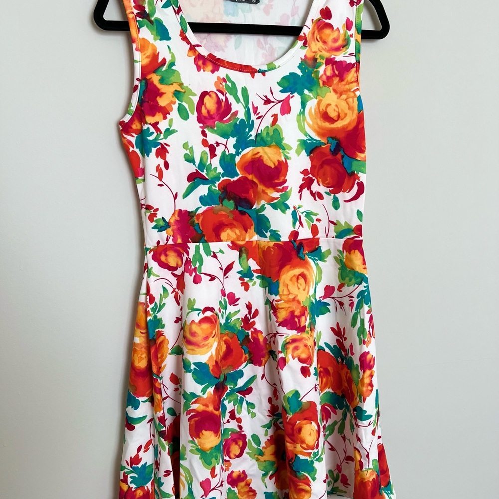Linc Plus Size Floral Fit & Flare Dress XL Colorful Skater Dress